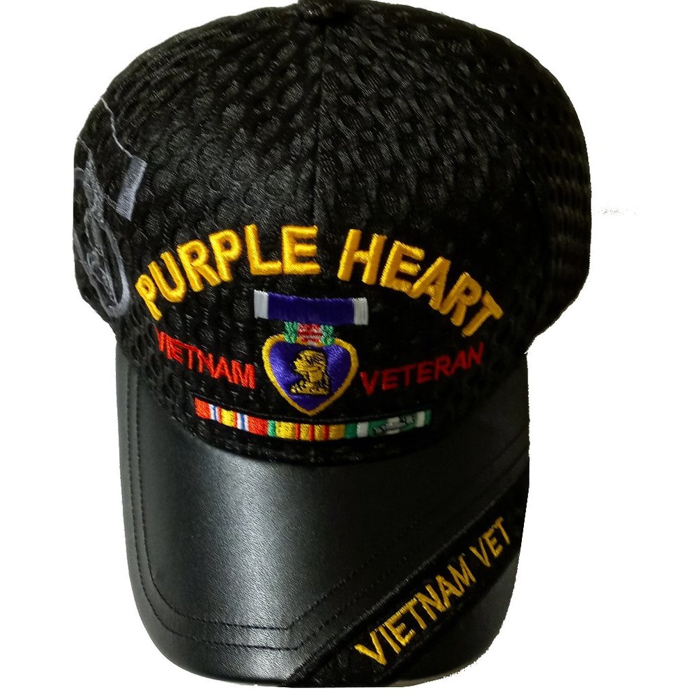 Purple Heart-Vietnam Veteran Air Mesh Hat (Black)